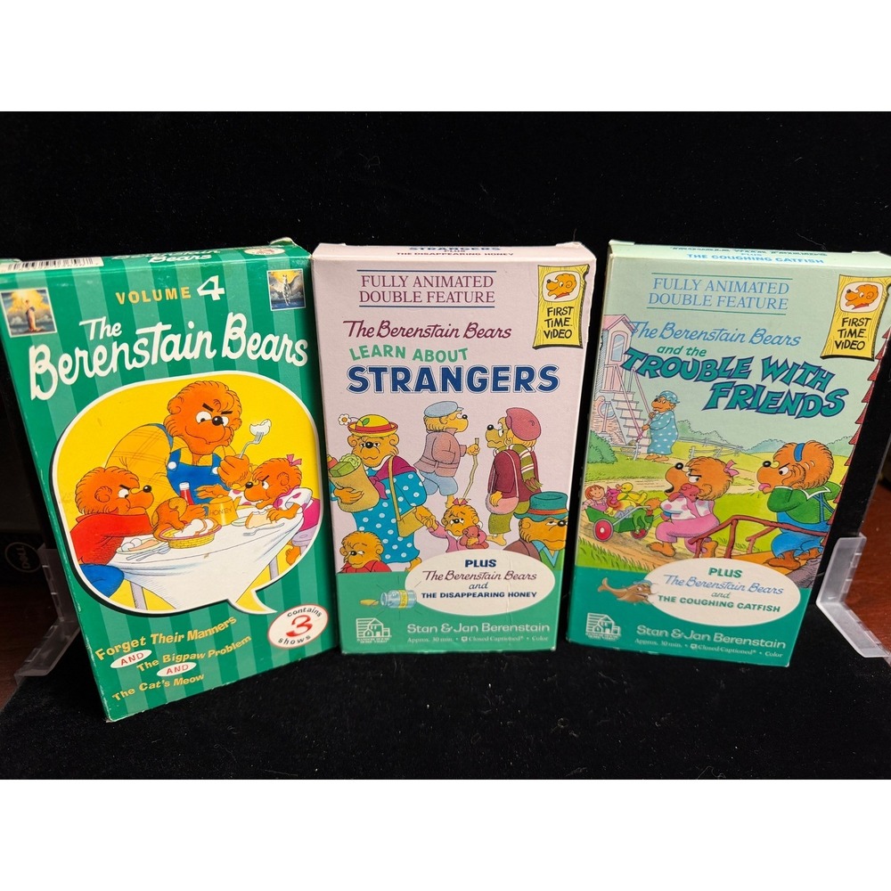 Berenstain Bears VHS Lot of 3 Volume 4 Learn About Strangers Trouble w/ Friends
